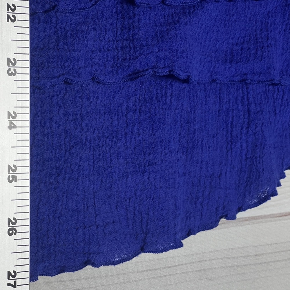 Soft Surroundings Blouse Womens Large Blue Solid Cotton Gauze Layered Hem Top - Picture 5 of 9